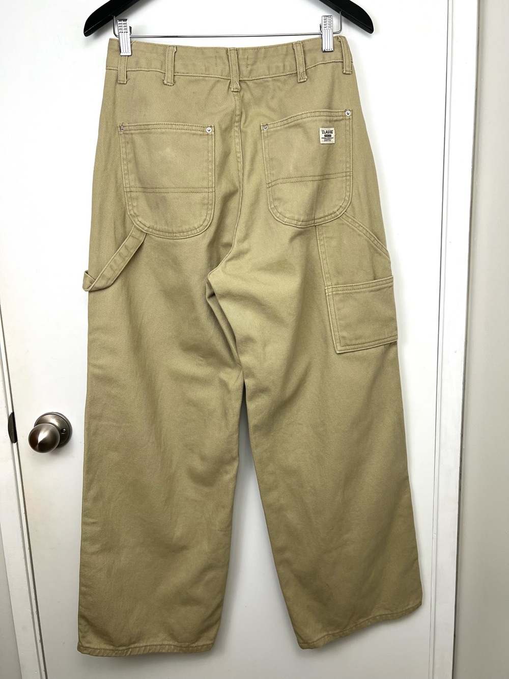 Twik by Simons 100% Cotton Canvas Utility Wide Leg Carpenter Jean M Tan Neutral - Picture 3 of 13